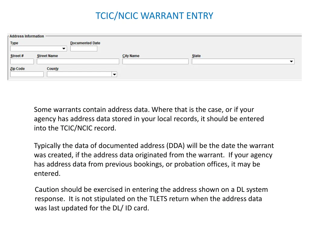 tcic ncic warrant entry 20