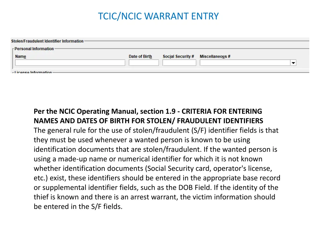 tcic ncic warrant entry 22