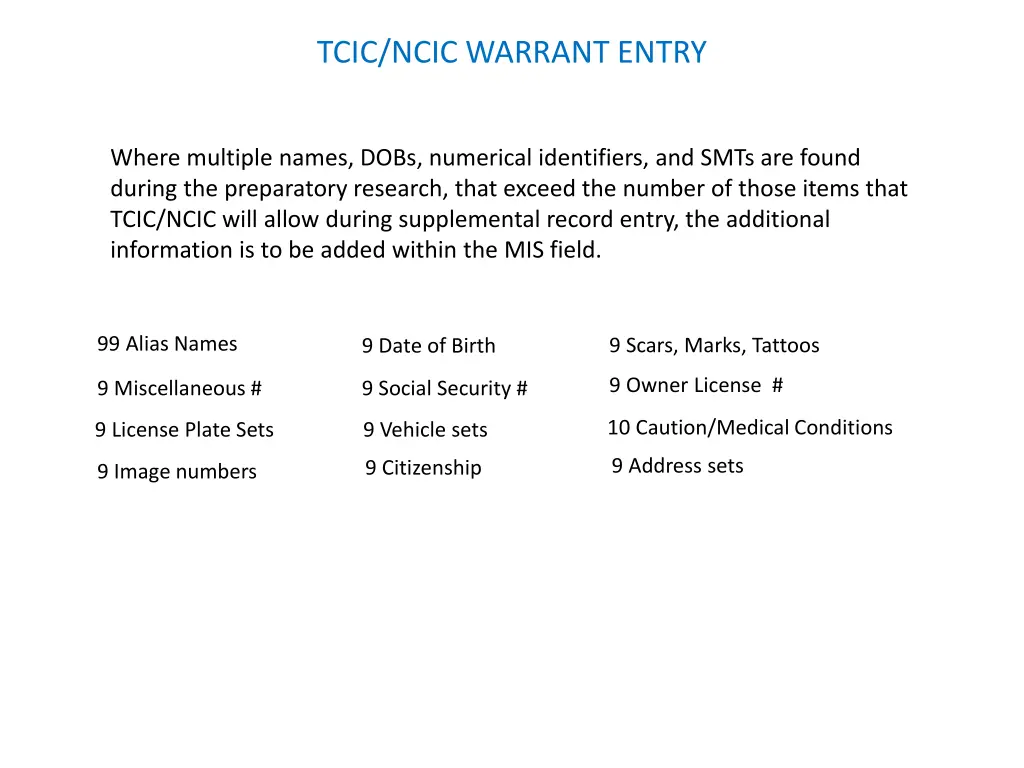 tcic ncic warrant entry 25