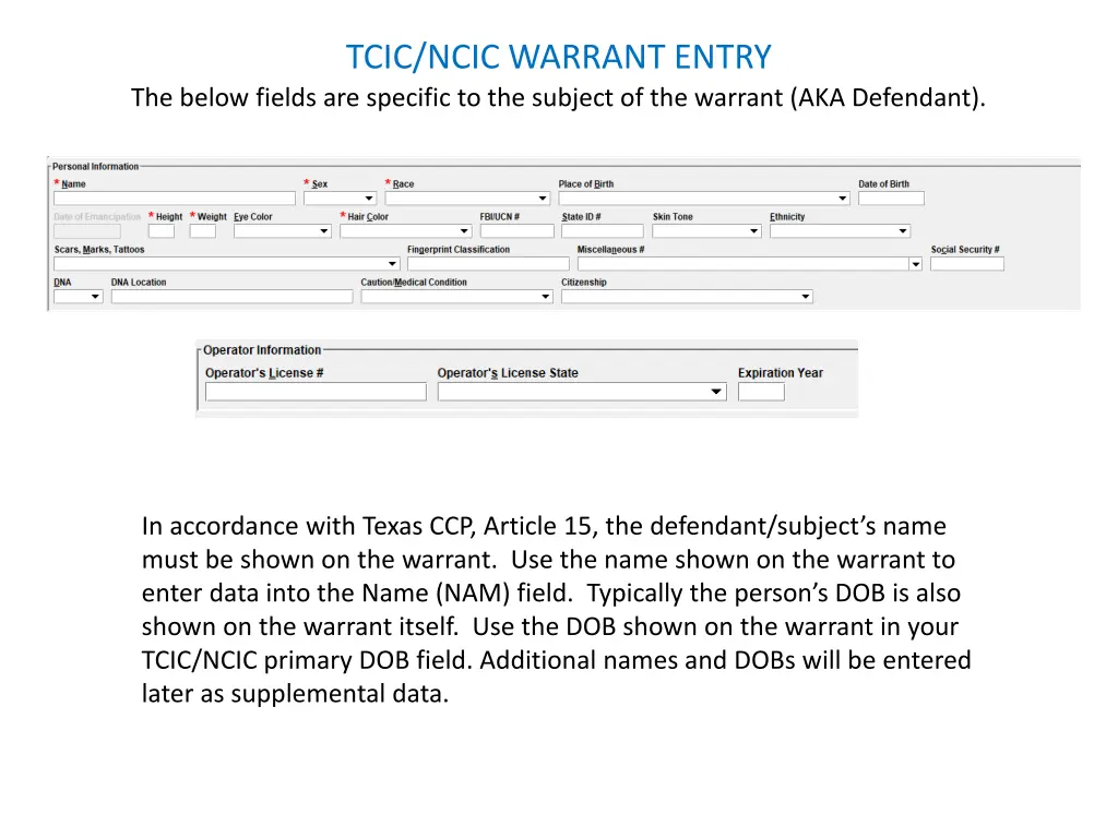 tcic ncic warrant entry 5