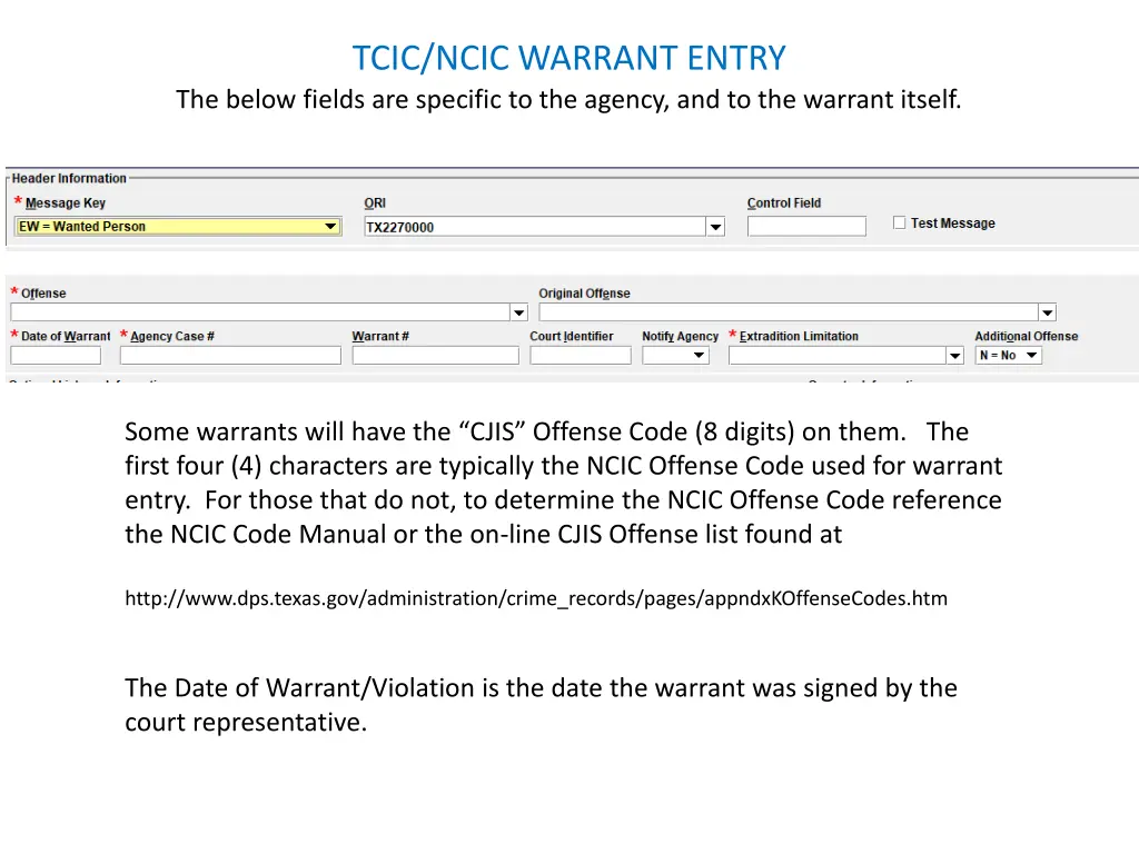 tcic ncic warrant entry