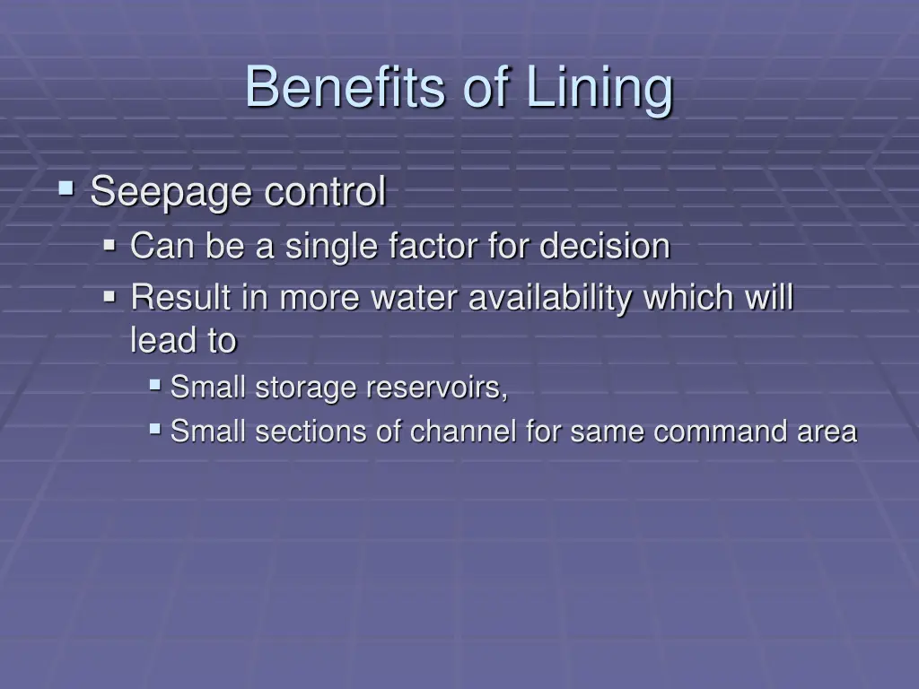 benefits of lining