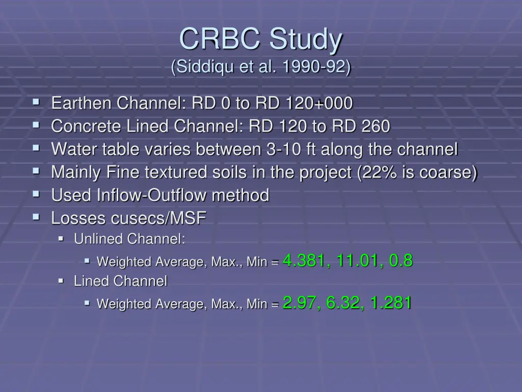 crbc study siddiqu et al 1990 92