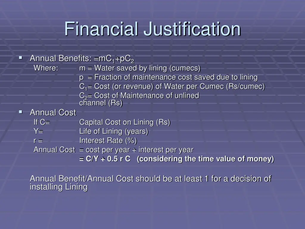 financial justification