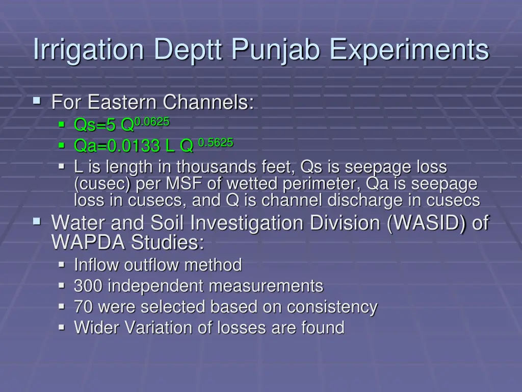 irrigation deptt punjab experiments