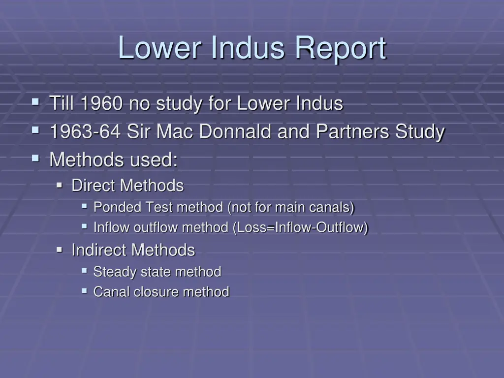 lower indus report