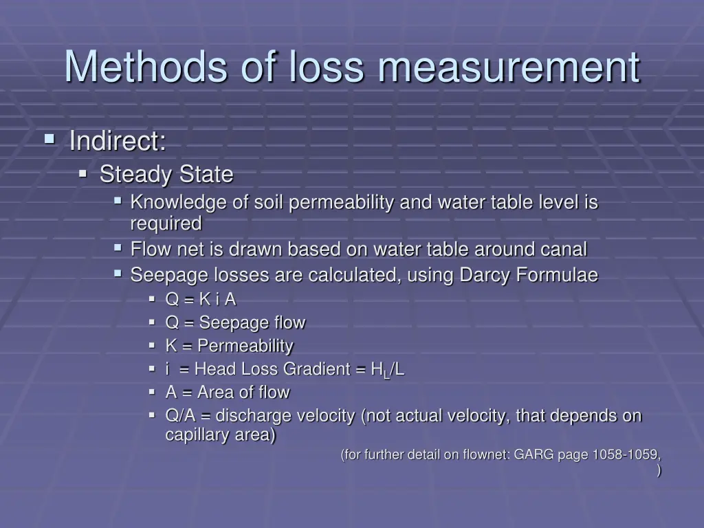 methods of loss measurement