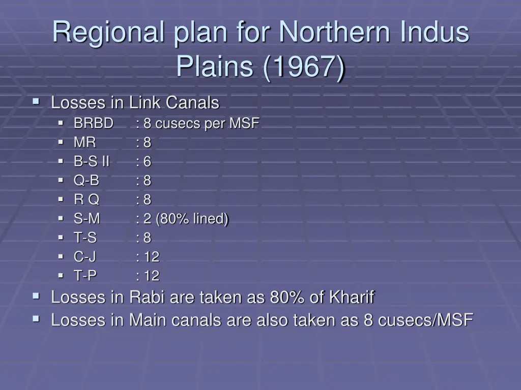 regional plan for northern indus plains 1967