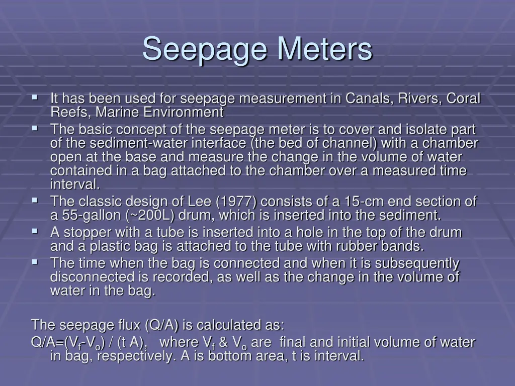 seepage meters