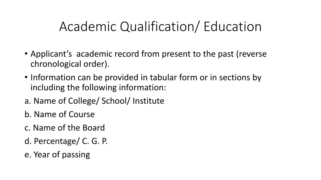 academic qualification education