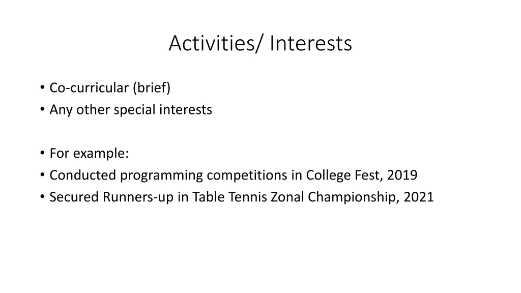 activities interests