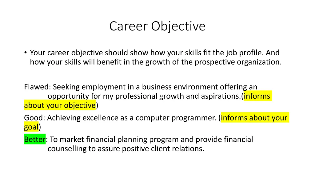 career objective