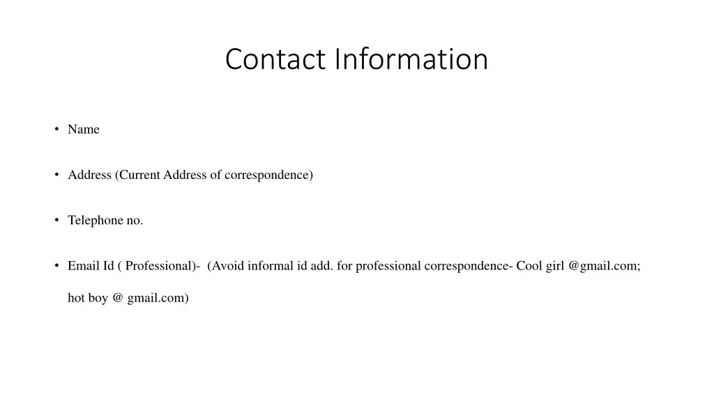 contact information