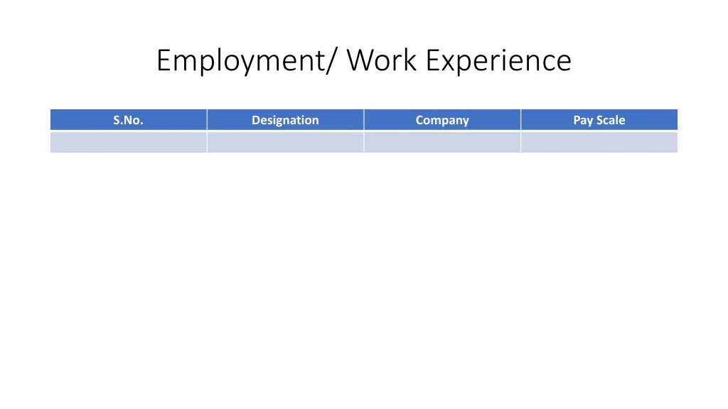 employment work experience