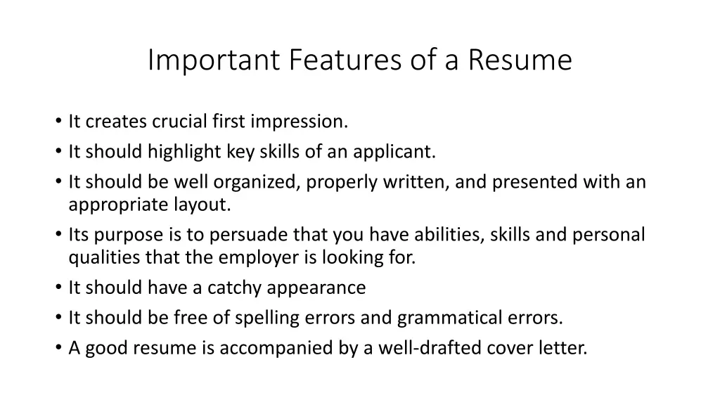 important features of a resume