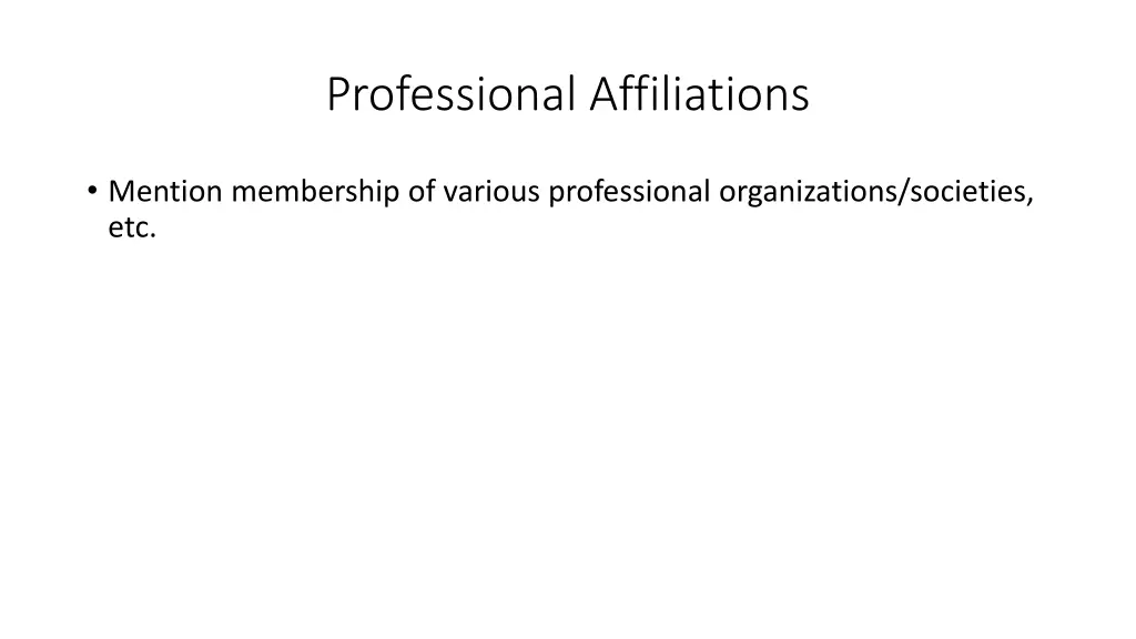 professional affiliations