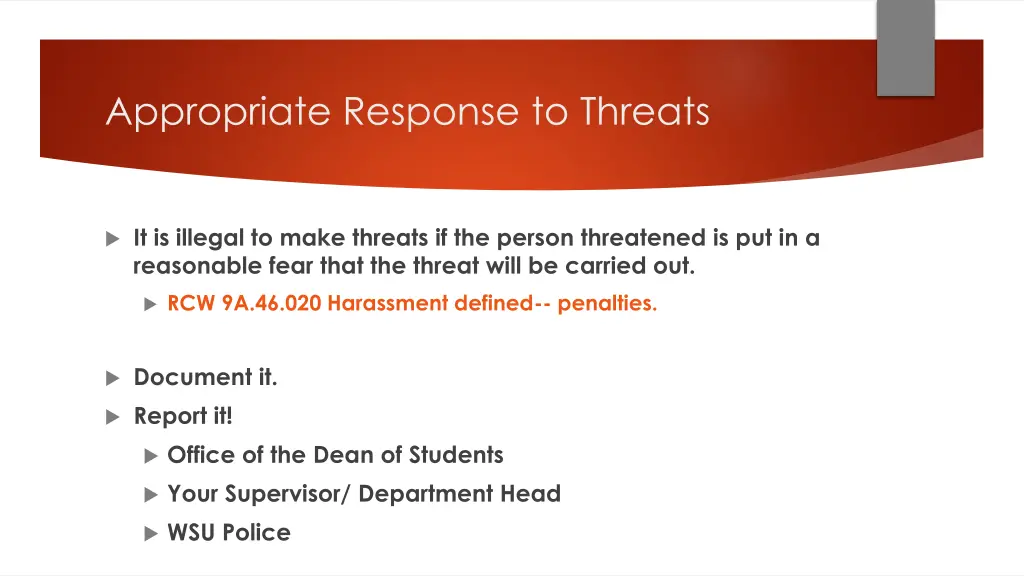 appropriate response to threats