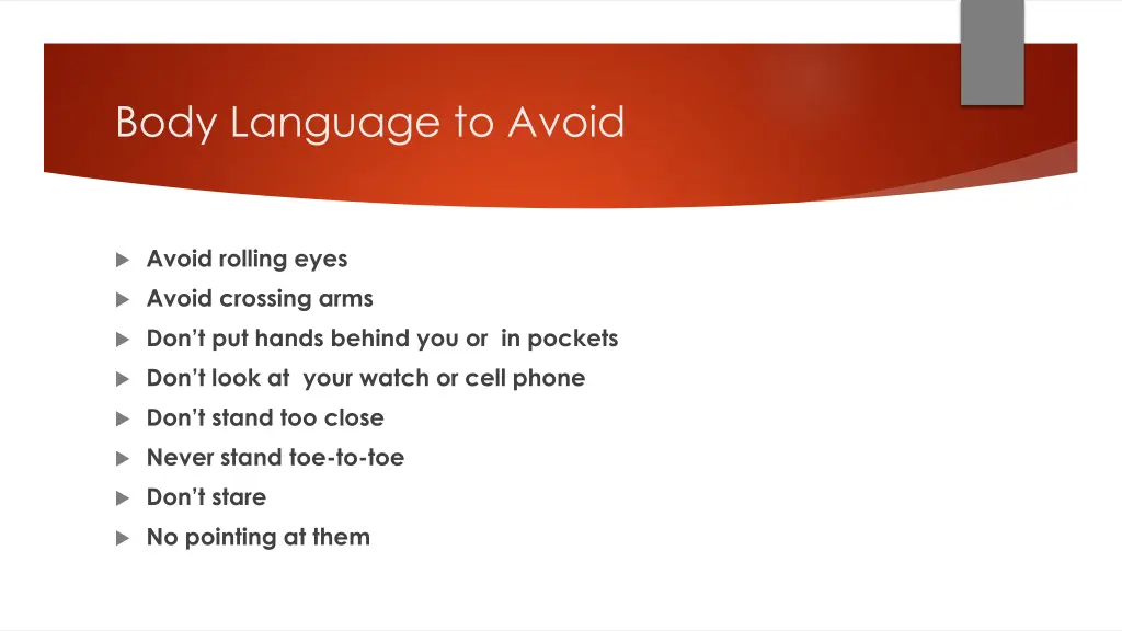 body language to avoid