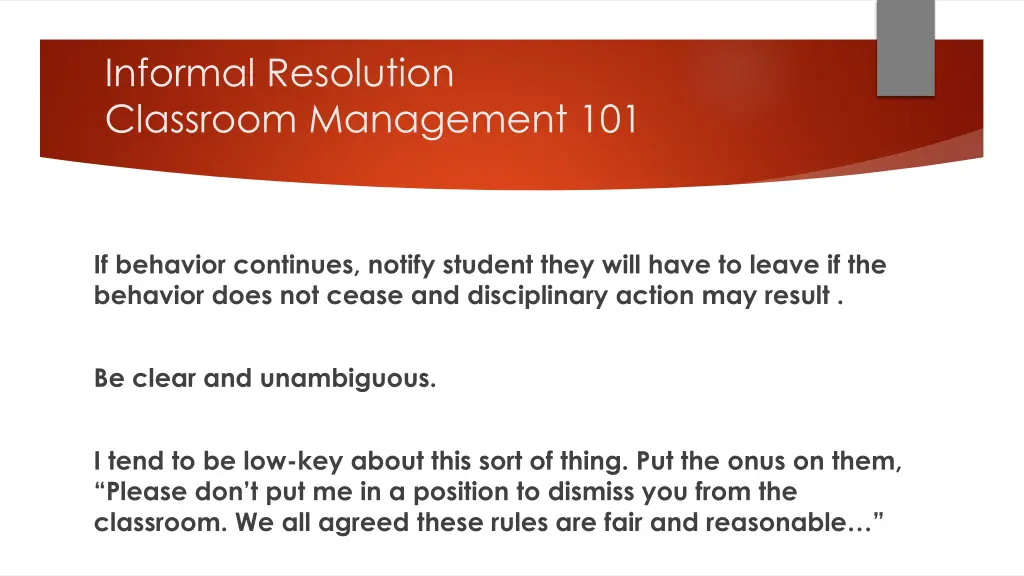 informal resolution classroom management 101 1