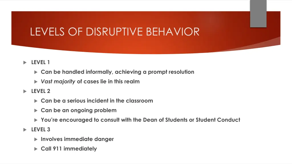 levels of disruptive behavior