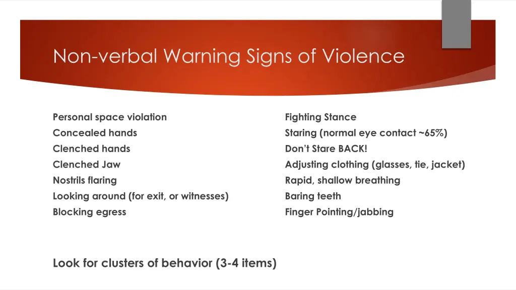 non verbal warning signs of violence