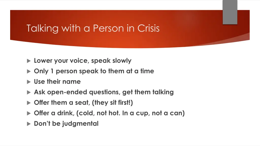 talking with a person in crisis