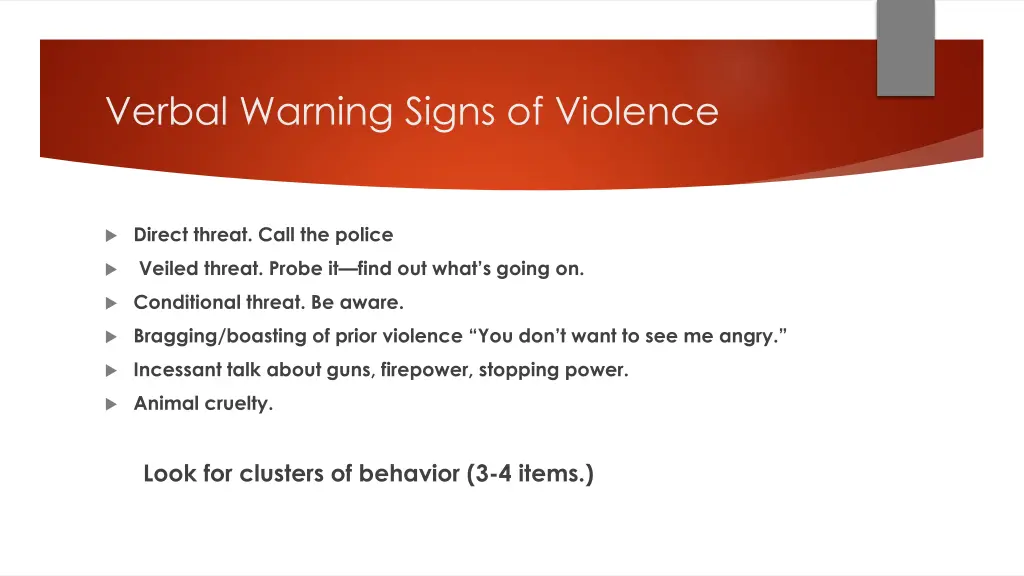 verbal warning signs of violence