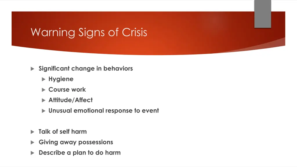 warning signs of crisis