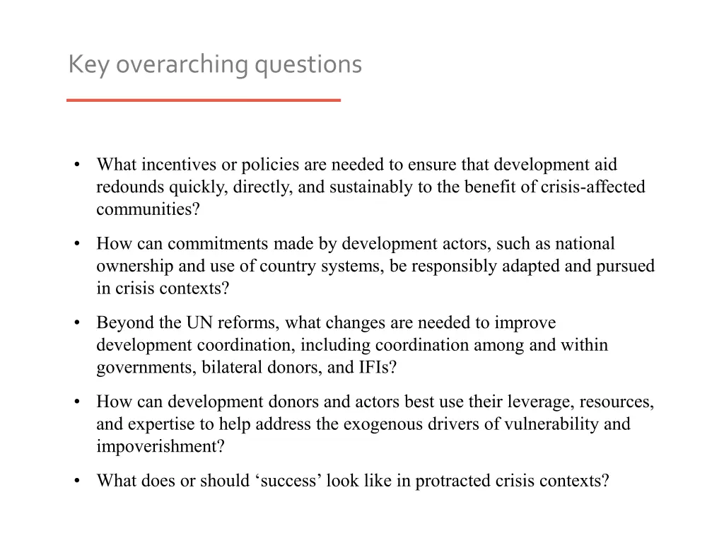 key overarching questions