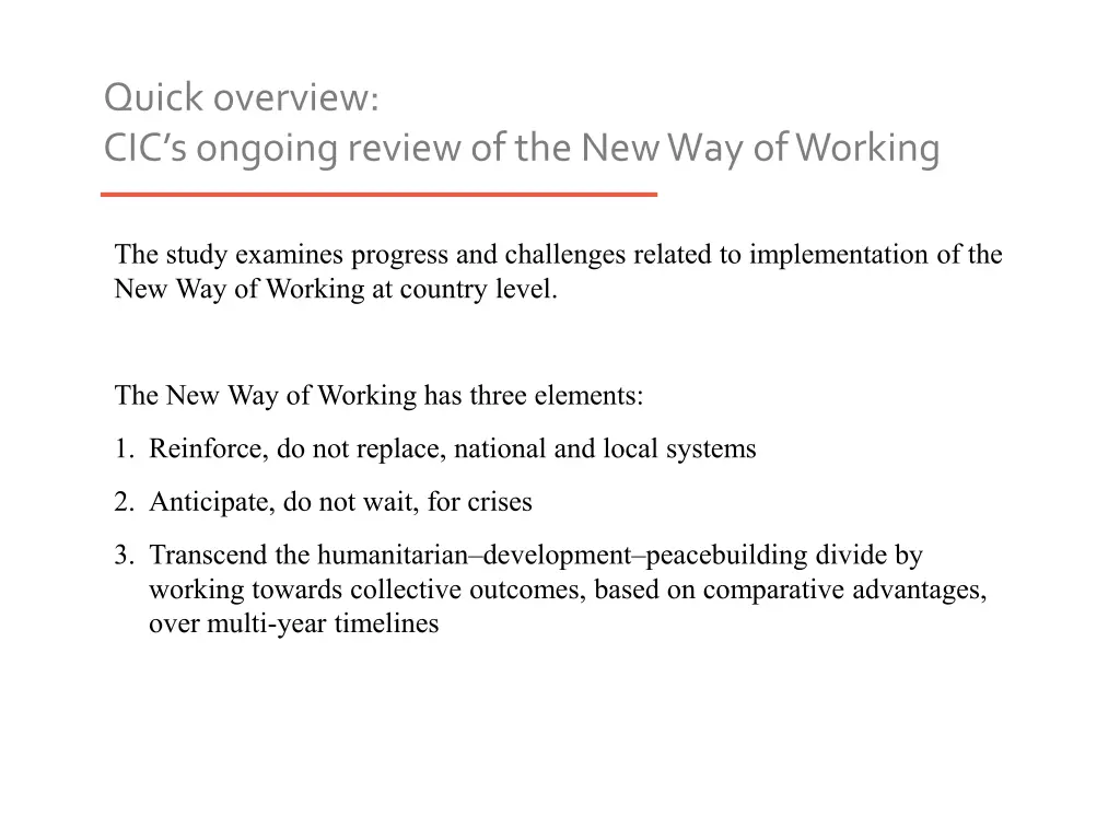 quick overview cic s ongoing review