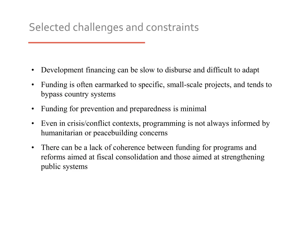 selected challenges and constraints