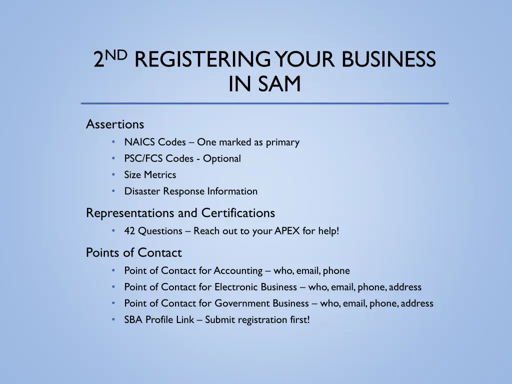 2 nd registering your business in sam 2