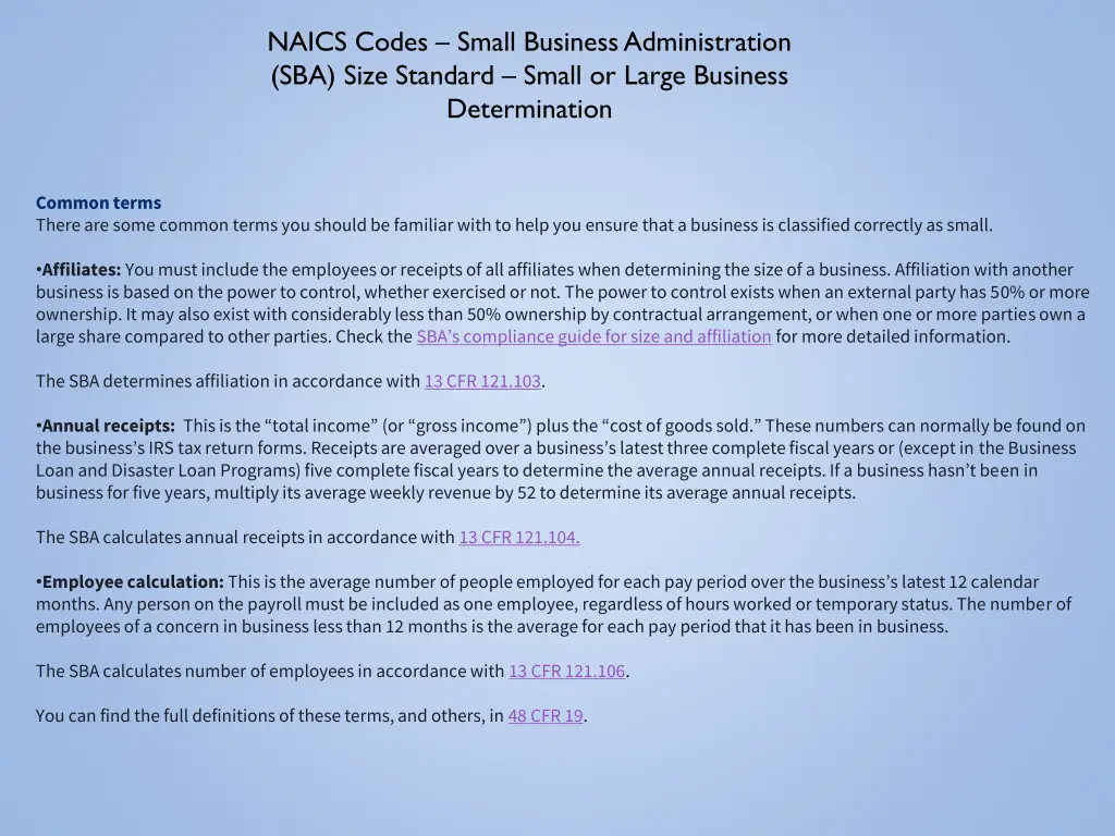 naics codes small business administration