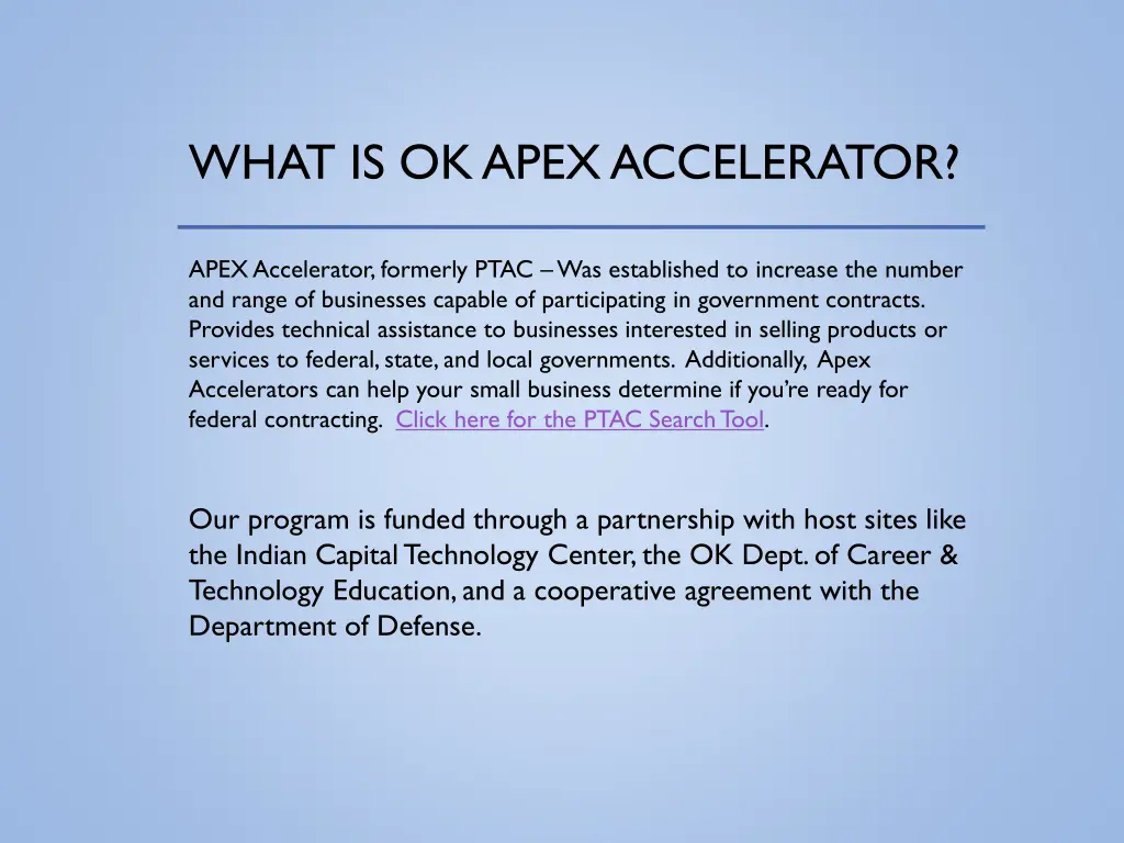 what is ok apex accelerator