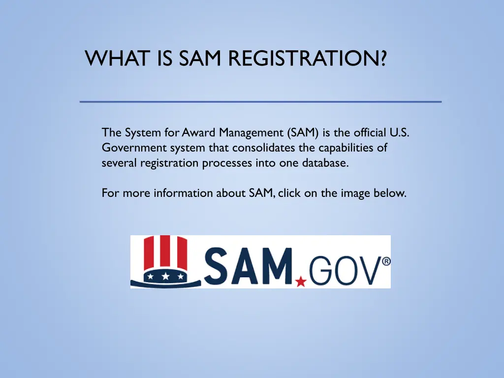 what is sam registration