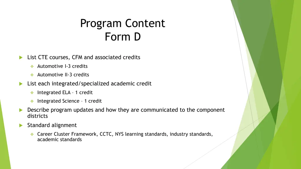 program content form d