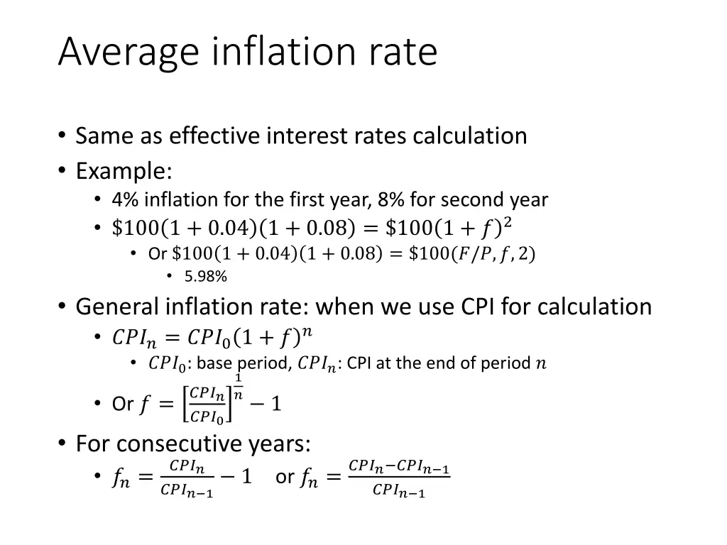 average inflation rate