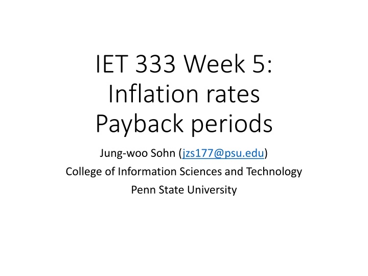 iet 333 week 5 inflation rates payback periods