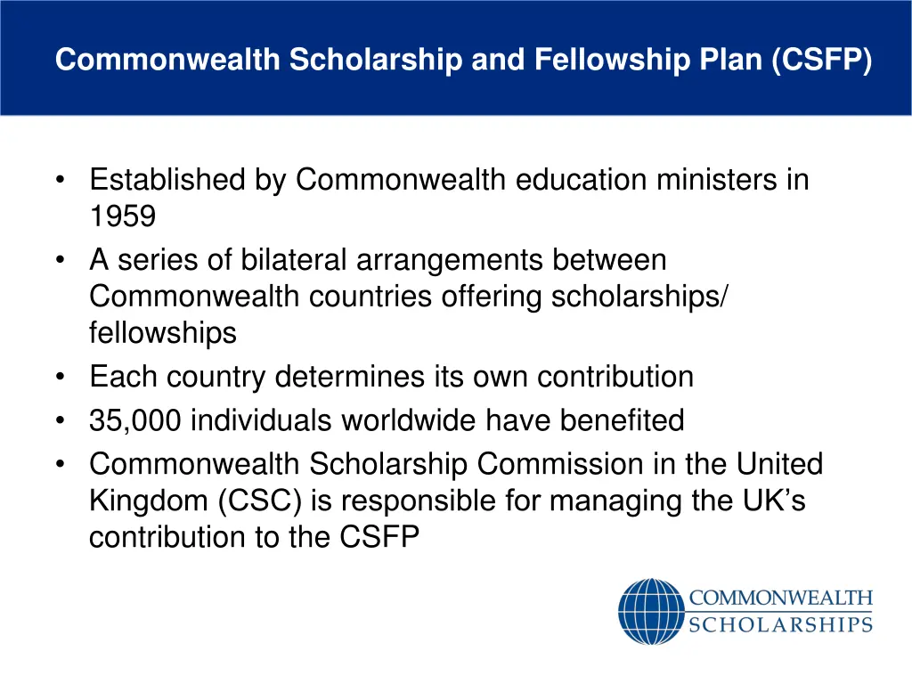 commonwealth scholarship and fellowship plan csfp