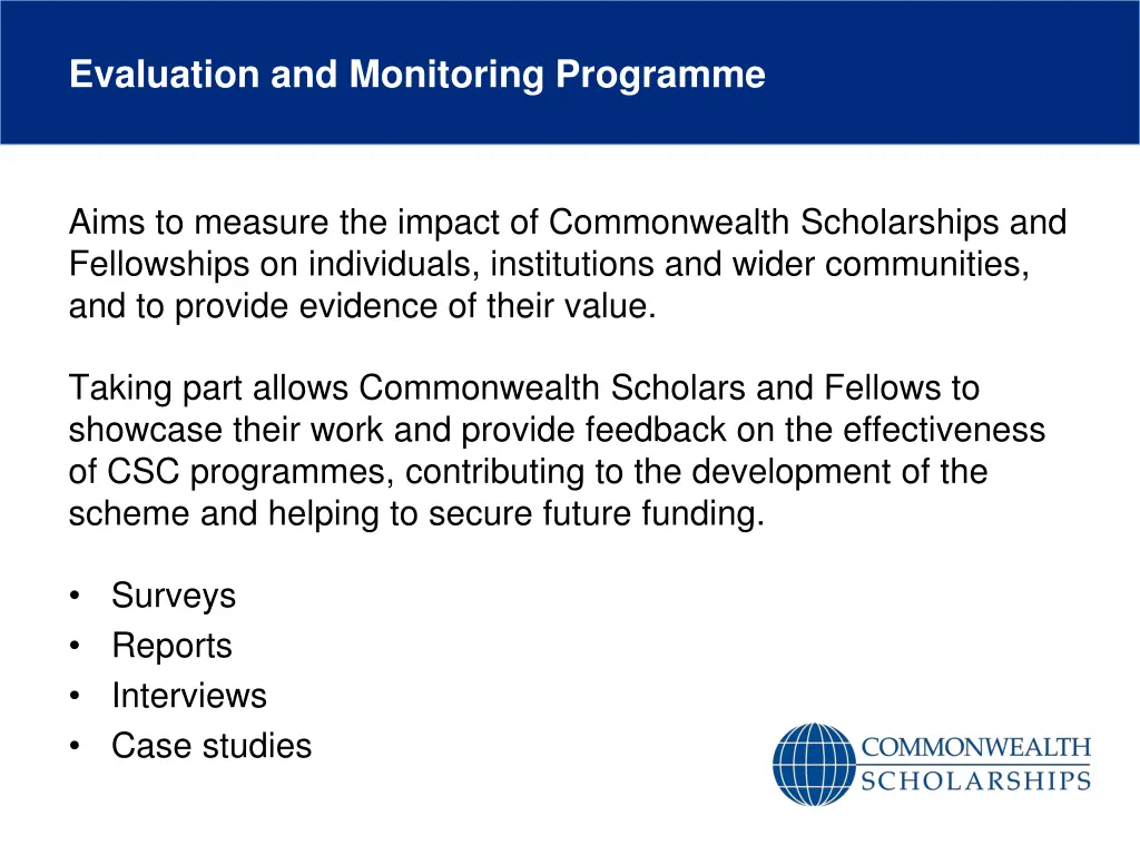 evaluation and monitoring programme