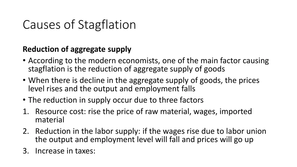 causes of stagflation