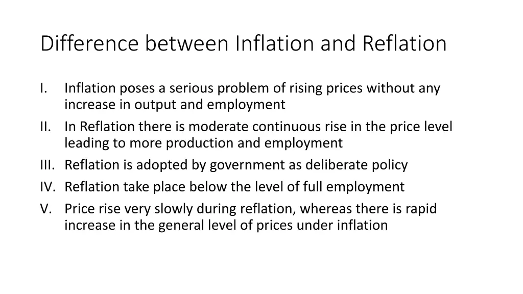 difference between inflation and reflation