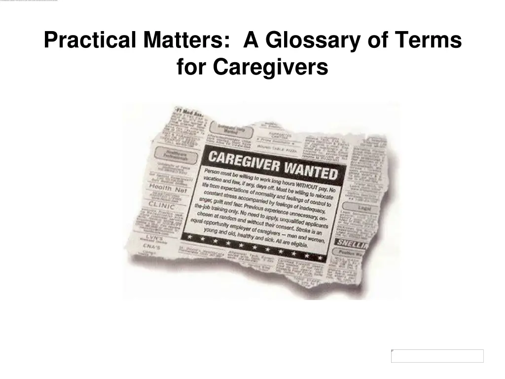 practical matters a glossary of terms