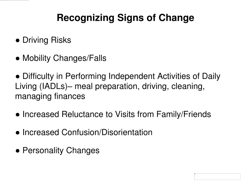 recognizing signs of change