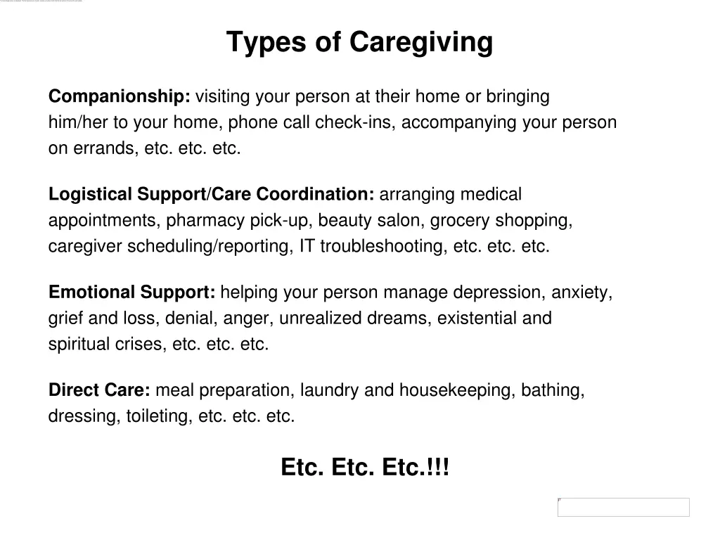 types of caregiving