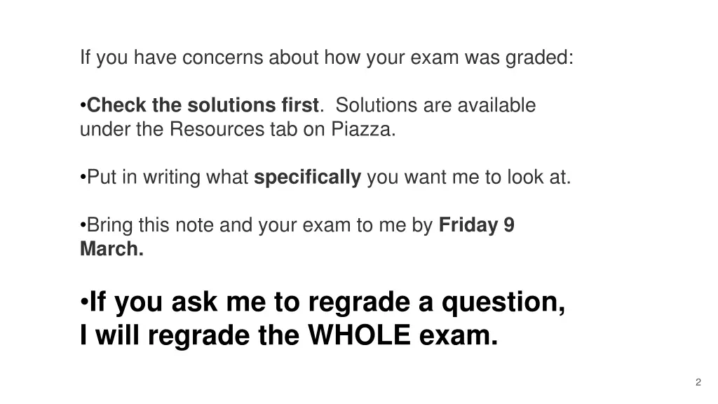 if you have concerns about how your exam