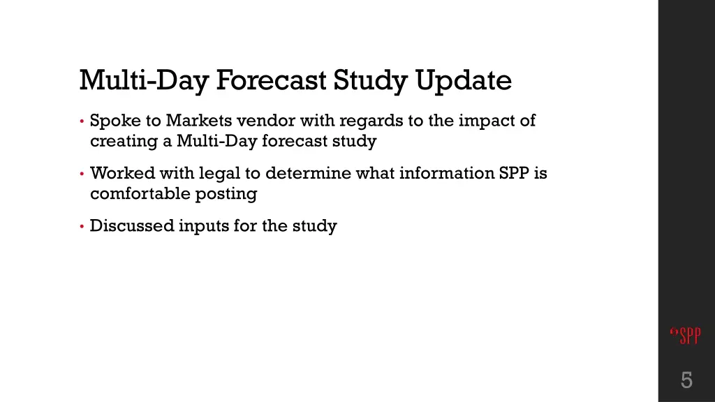 multi day forecast study update