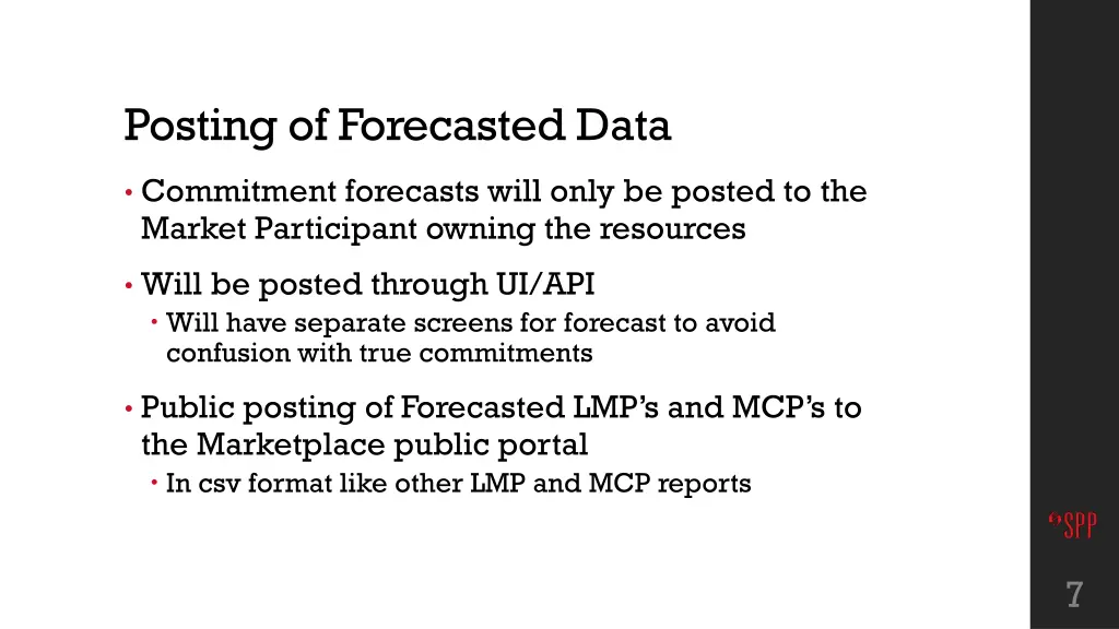 posting of forecasted data