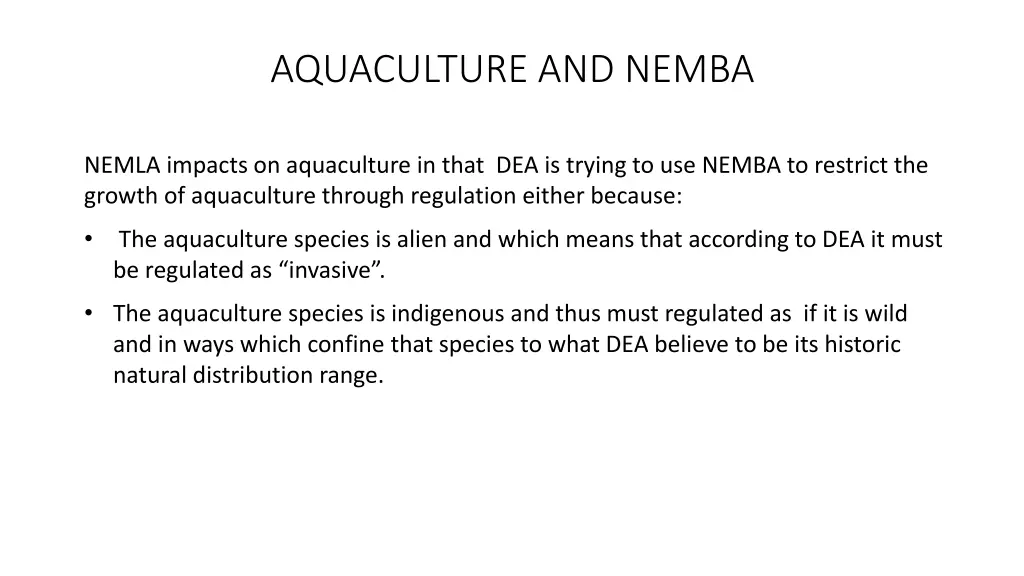 aquaculture and nemba