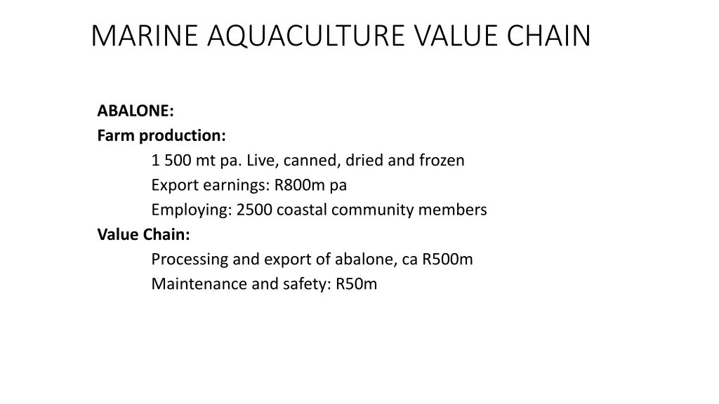 marine aquaculture value chain